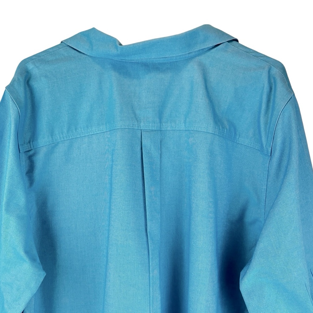 Chico's No Iron Cotton Twill Button-Up Shirt 3/4 Sleeve Collared Blue Sz 4 / 20 - Picture 4 of 10